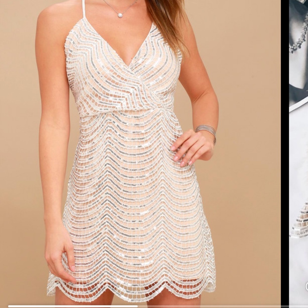 Lulu’s Lele White and Silver Sequin Mini Dress!